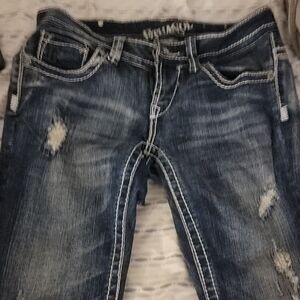 Stylish Blue Distressed Bootcut Lowrise